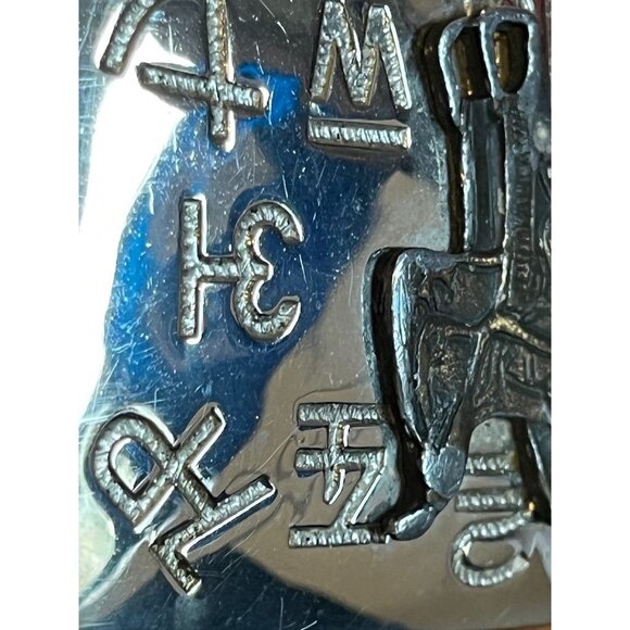 Vintage Belt Buckle Horse Saddle Embossed Retro Chrome Mirror Stamped Filigree - Picture 10 of 13